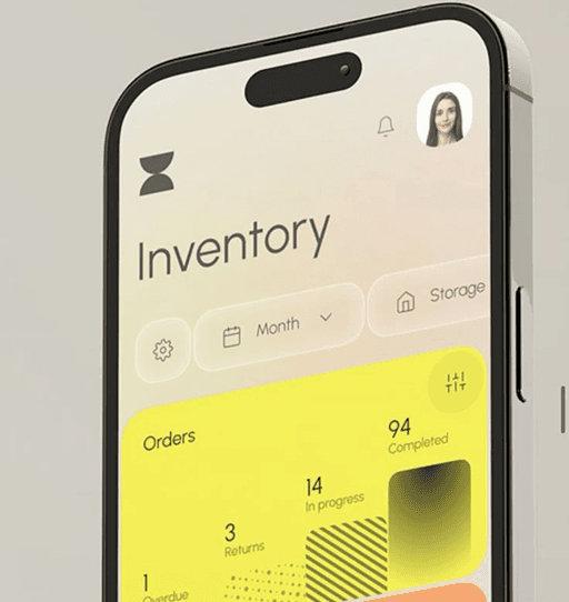 Sale Force Supervision Solutions app on a phone showing an inventory dashboard